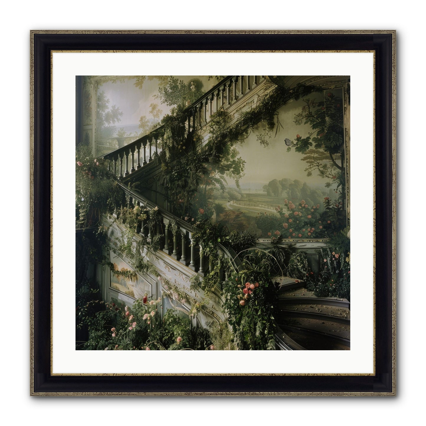 Forgotten Wonderland No. 1 Framed Print - Black & Gold 24x24