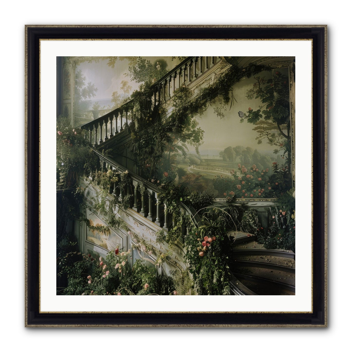 Forgotten Wonderland No. 1 Framed Print - Black & Gold 30x30