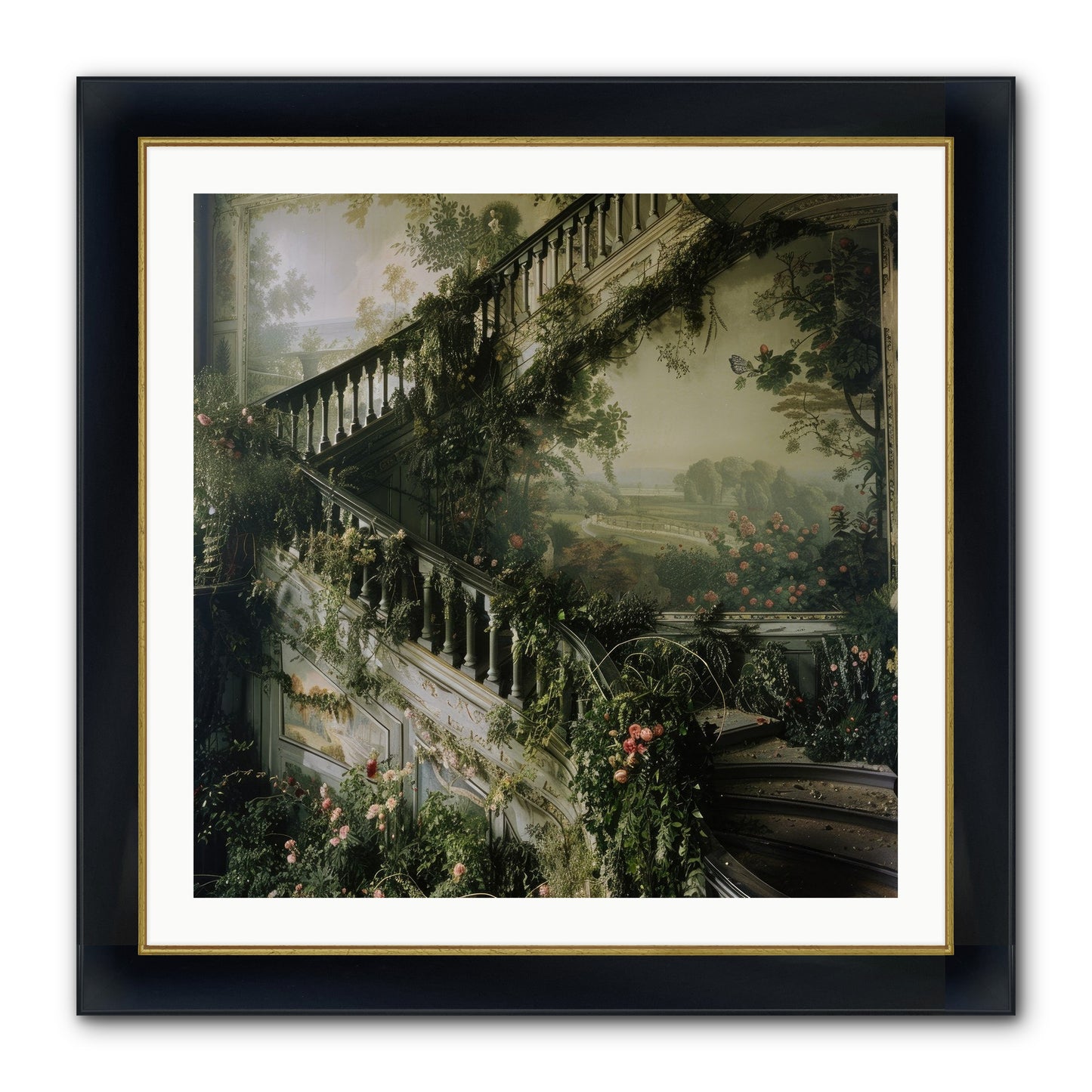 Forgotten Wonderland No. 1 Framed Print - Wide Black w/Gold 30x30