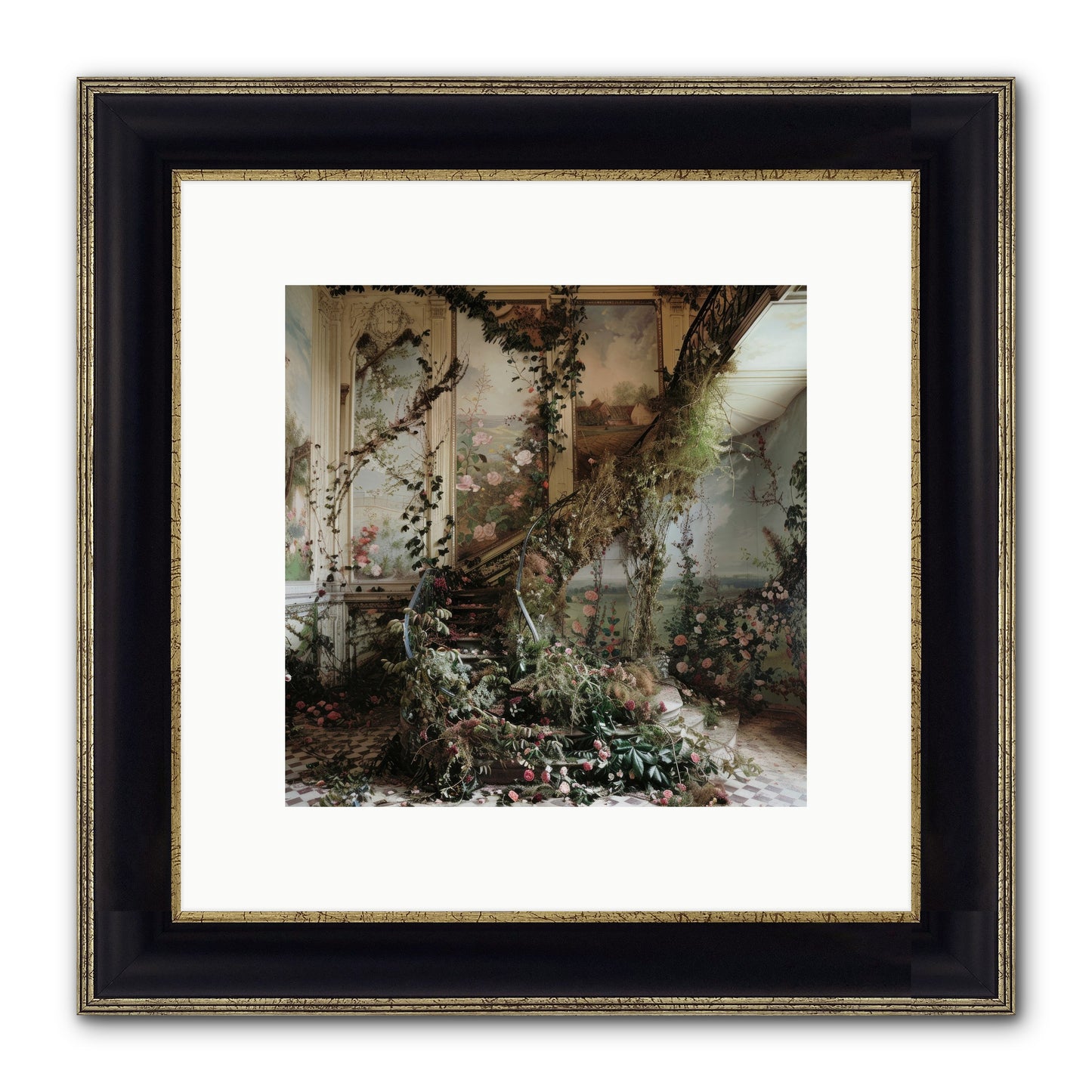 Forgotten Wonderland No. 3 Framed Print - Black & Gold 10x10