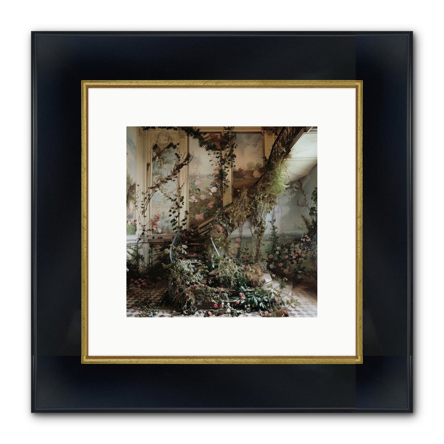 Forgotten Wonderland No. 3 Framed Print - Wide Black w/Gold 10x10