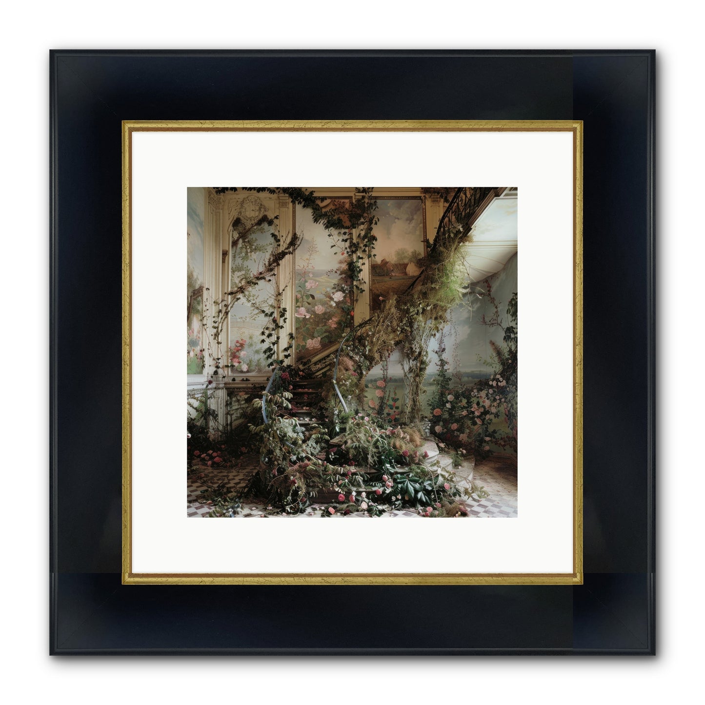 Forgotten Wonderland No. 3 Framed Print - Wide Black w/Gold 12x12