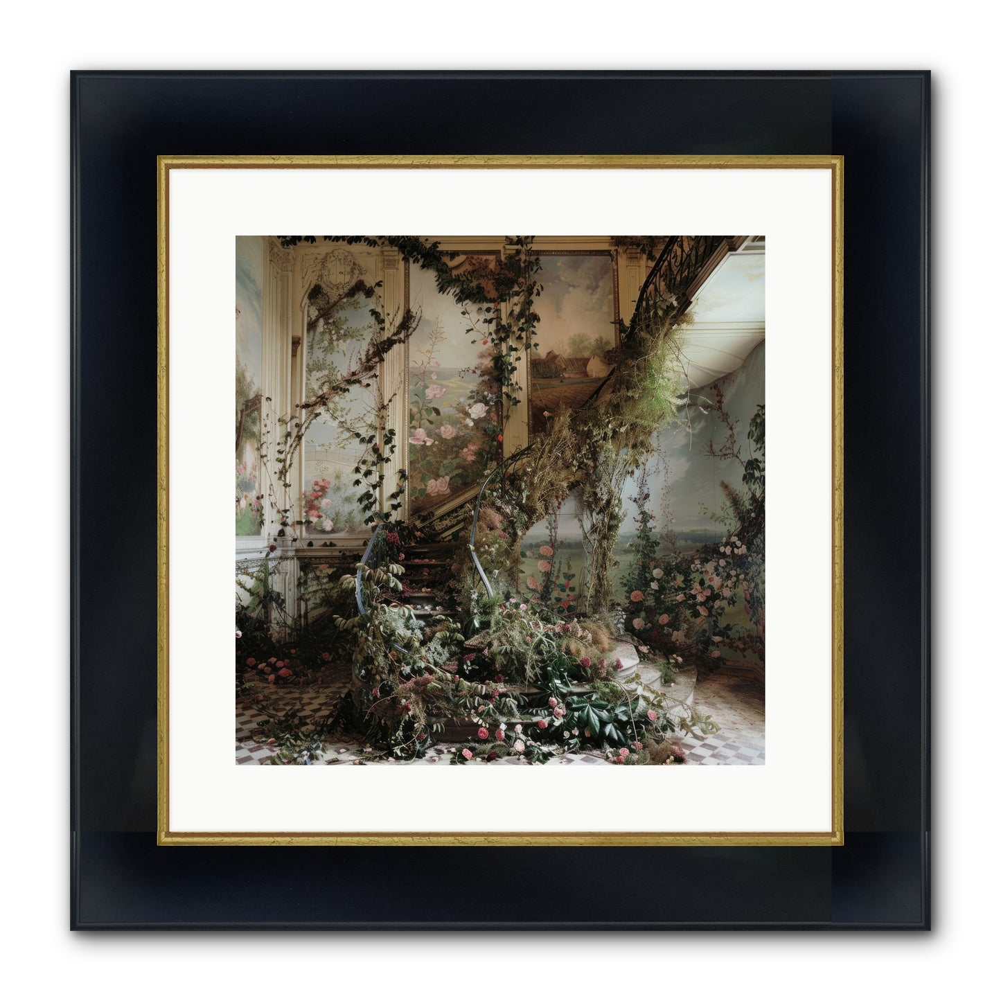 Forgotten Wonderland No. 3 Framed Print - Wide Black w/Gold 16x16