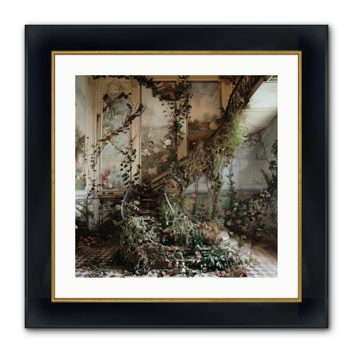 Forgotten Wonderland No. 3 Framed Print - Wide Black w/Gold 20x20
