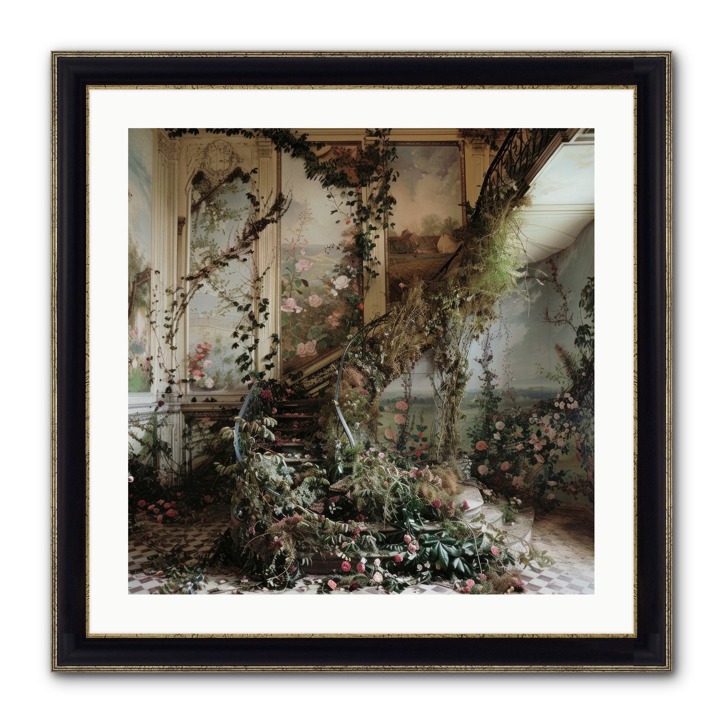 Forgotten Wonderland No. 3 Framed Print - Black & Gold 24x24