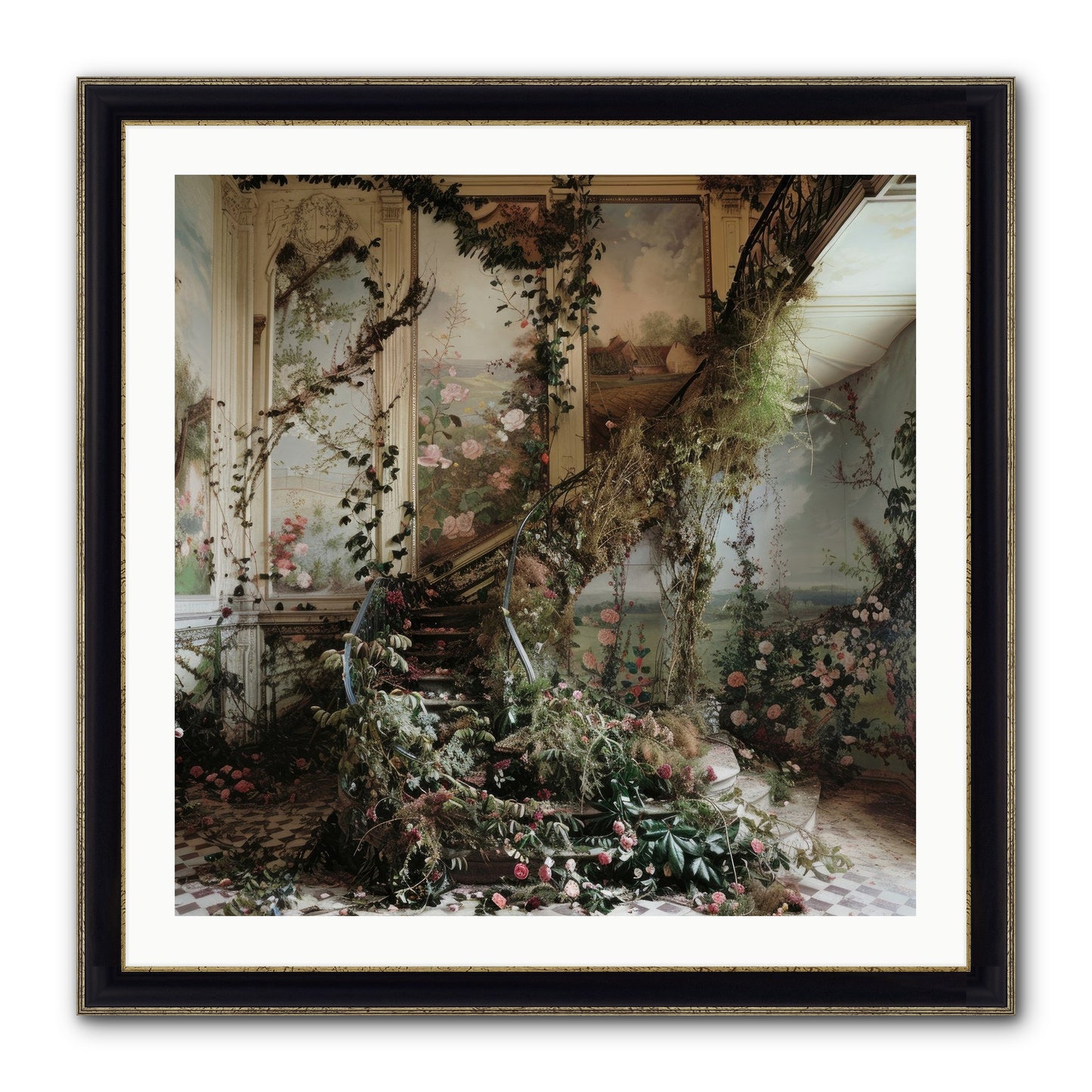 Forgotten Wonderland No. 3 Framed Print - Black & Gold 30x30