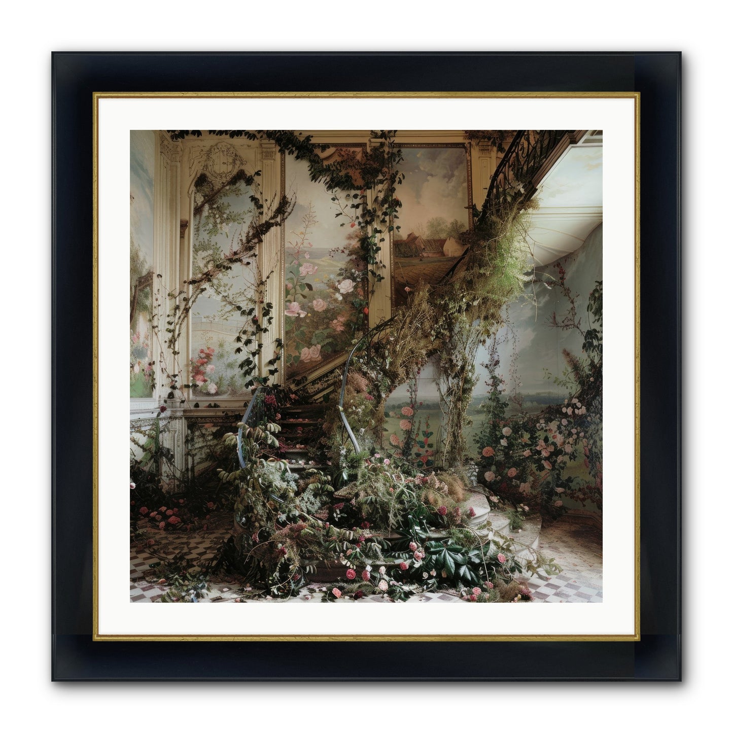 Forgotten Wonderland No. 3 Framed Print - Wide Black w/Gold 30x30
