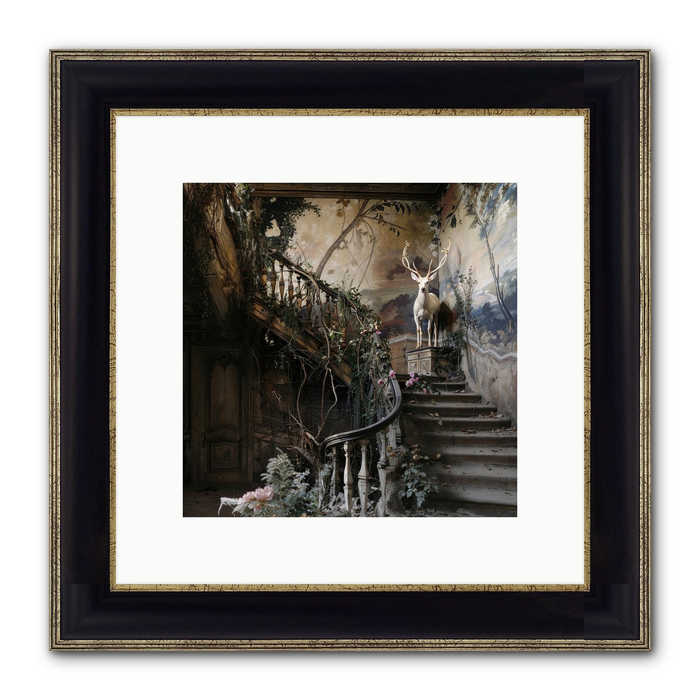 Forgotten Wonderland No. 5 Framed Print - Black & Gold 10x10