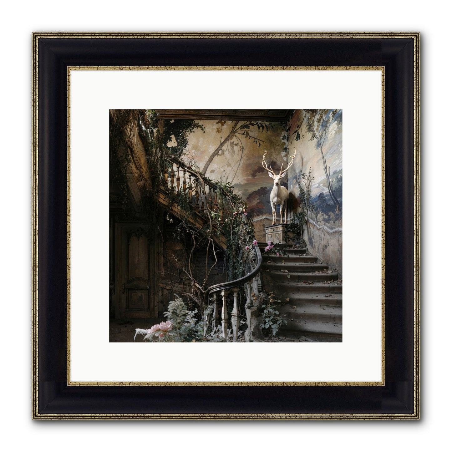 Forgotten Wonderland No. 5 Framed Print - Black & Gold 12x12