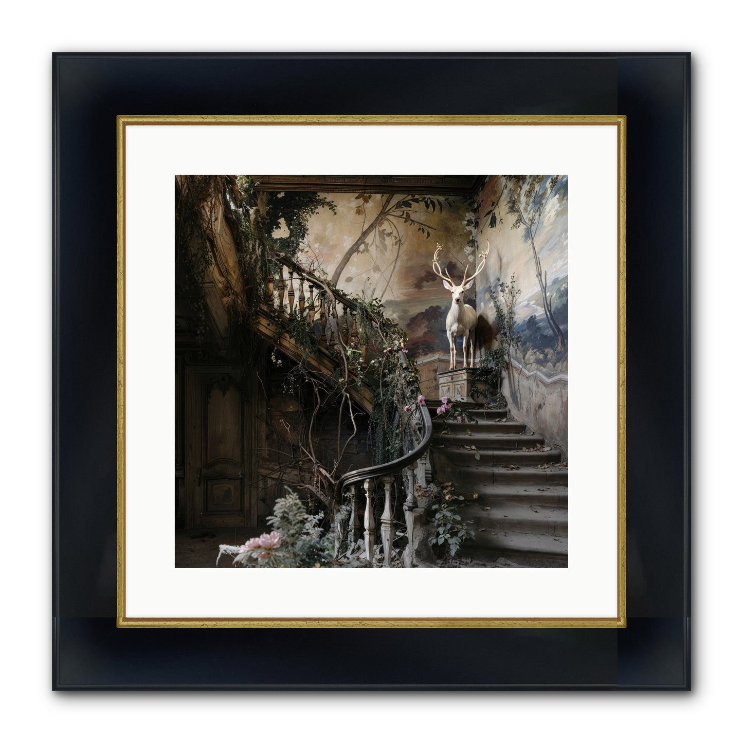 Forgotten Wonderland No. 5 Framed Print - Wide Black w/Gold 16x16