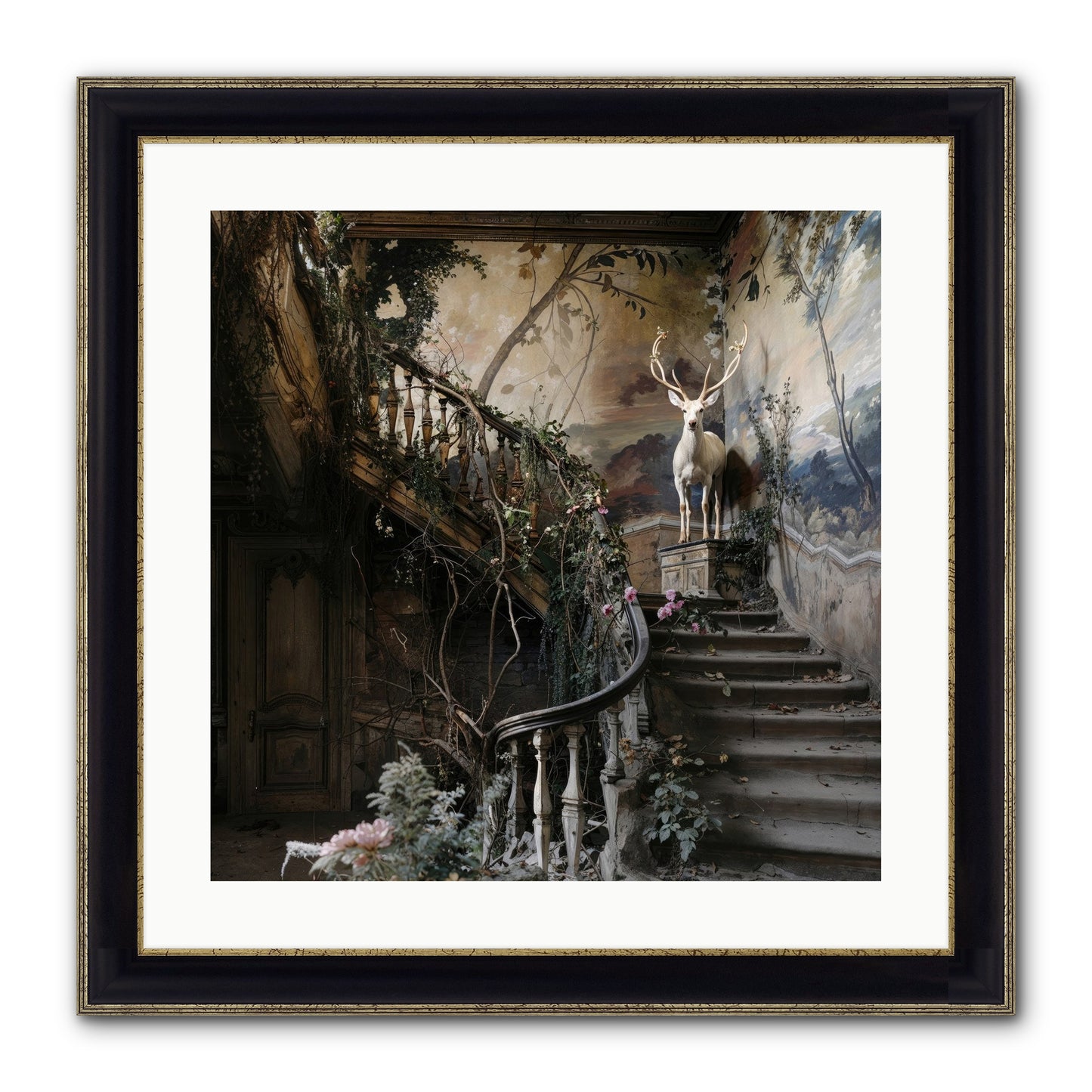 Forgotten Wonderland No. 5 Framed Print - Black & Gold 20x20