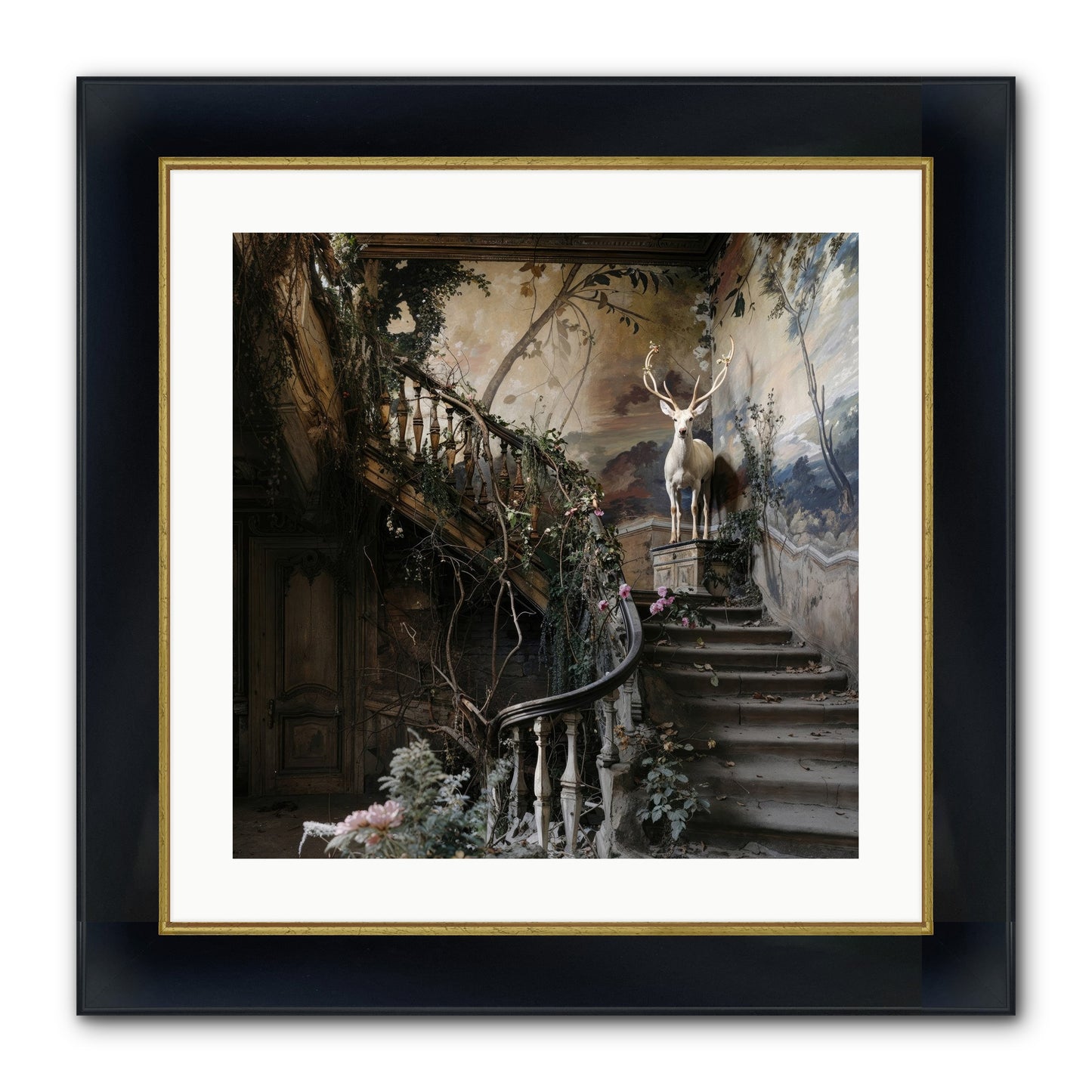 Forgotten Wonderland No. 5 Framed Print - Wide Black w/Gold 20x20