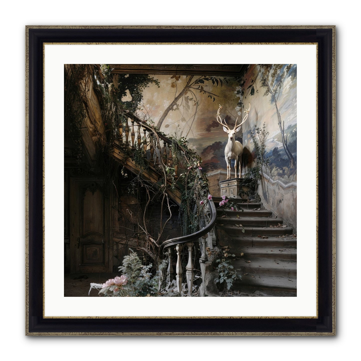 Forgotten Wonderland No. 5 Framed Print - Black & Gold 24x24