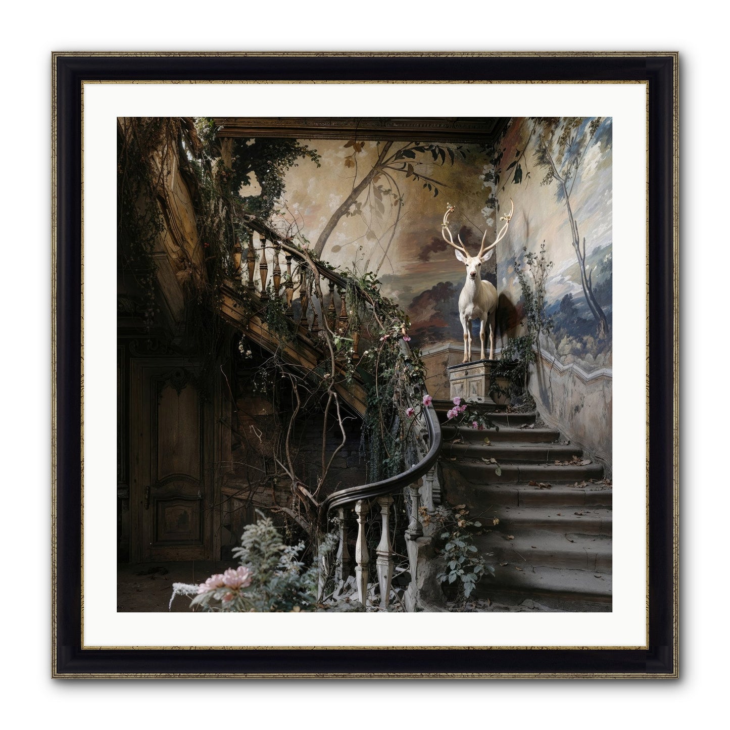 Forgotten Wonderland No. 5 Framed Print - Black & Gold 30x30