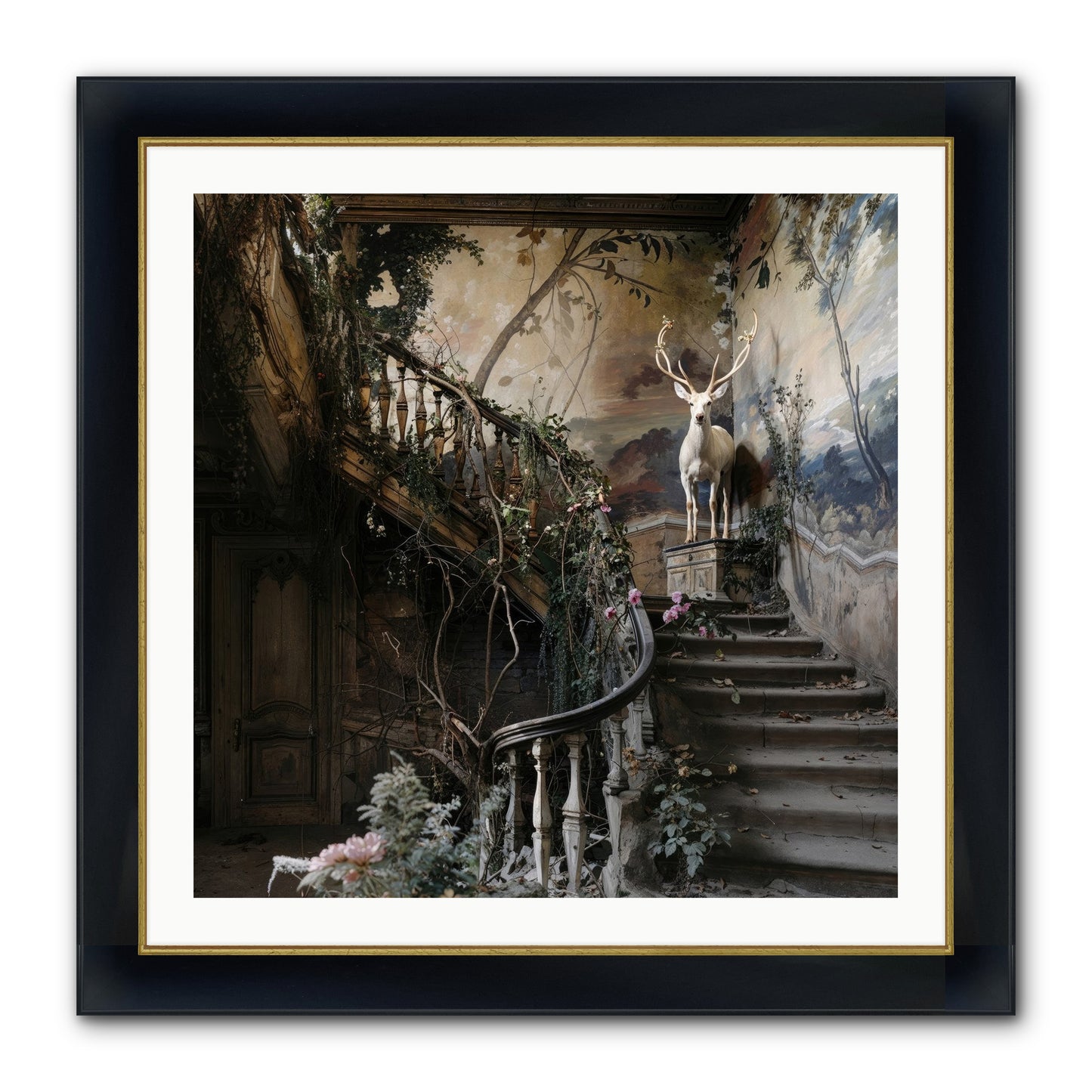 Forgotten Wonderland No. 5 Framed Print - Wide Black w/Gold 30x30