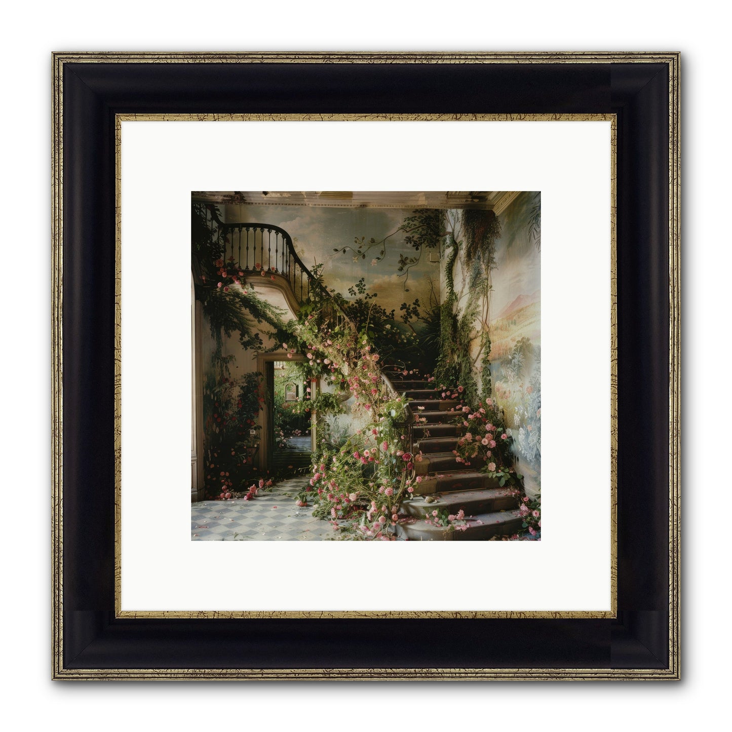 Forgotten Wonderland No. 6 Framed Print - Black & Gold 10x10