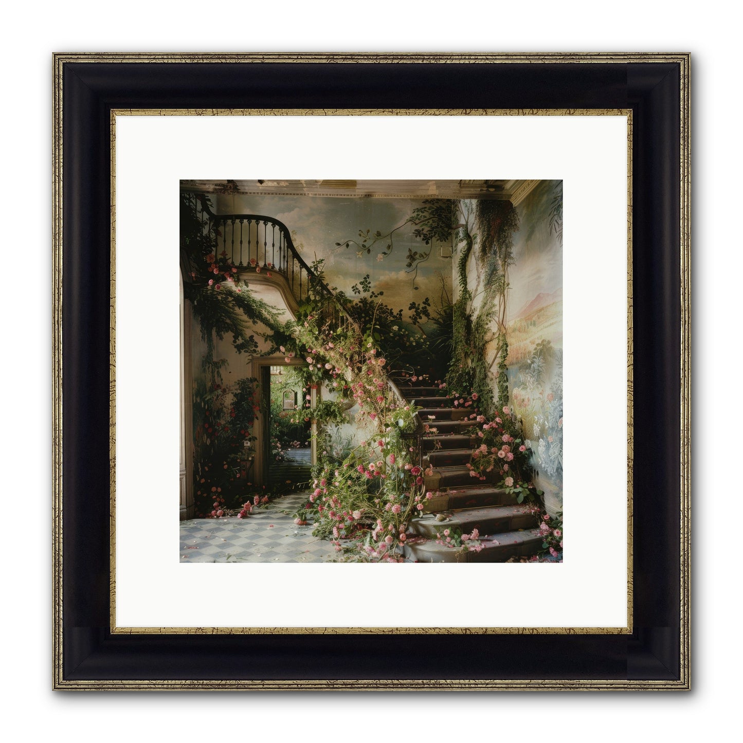 Forgotten Wonderland No. 6 Framed Print - Black & Gold 12x12