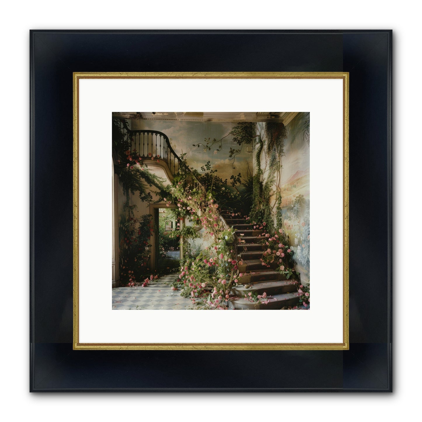 Forgotten Wonderland No. 6 Framed Print - Wide Black w/Gold 12x12