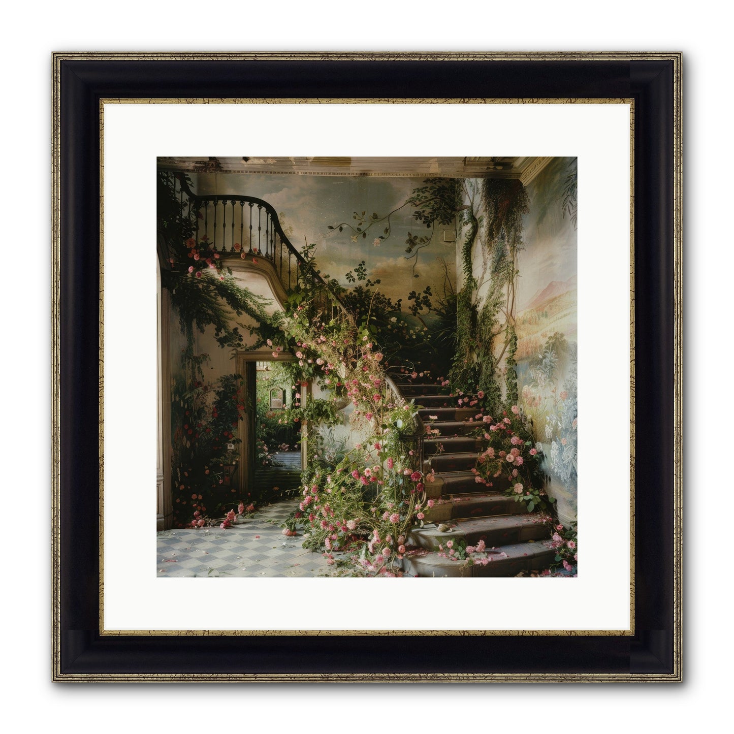 Forgotten Wonderland No. 6 Framed Print - Black & Gold 16x16