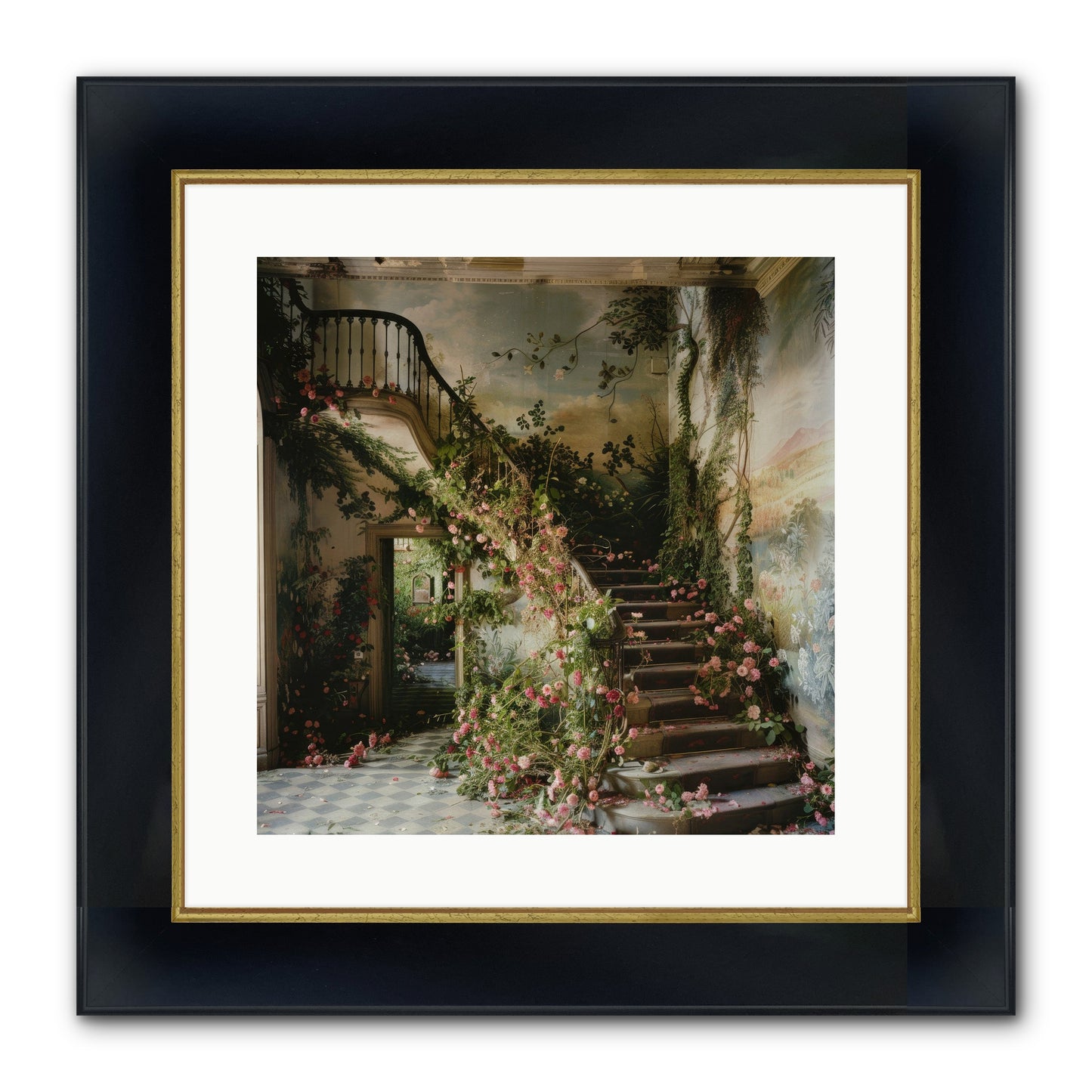 Forgotten Wonderland No. 6 Framed Print - Wide Black w/Gold 16x16