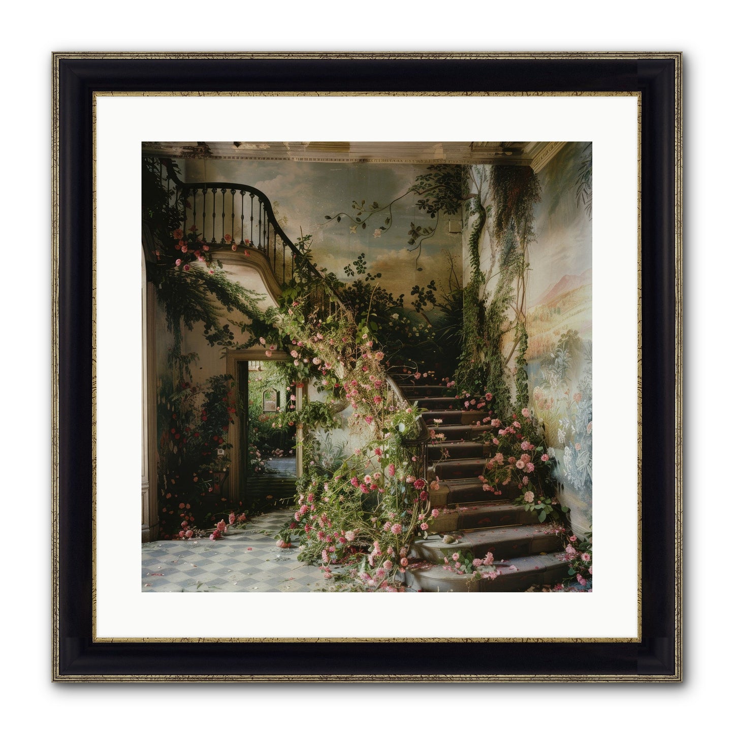 Forgotten Wonderland No. 6 Framed Print - Black & Gold 20x20