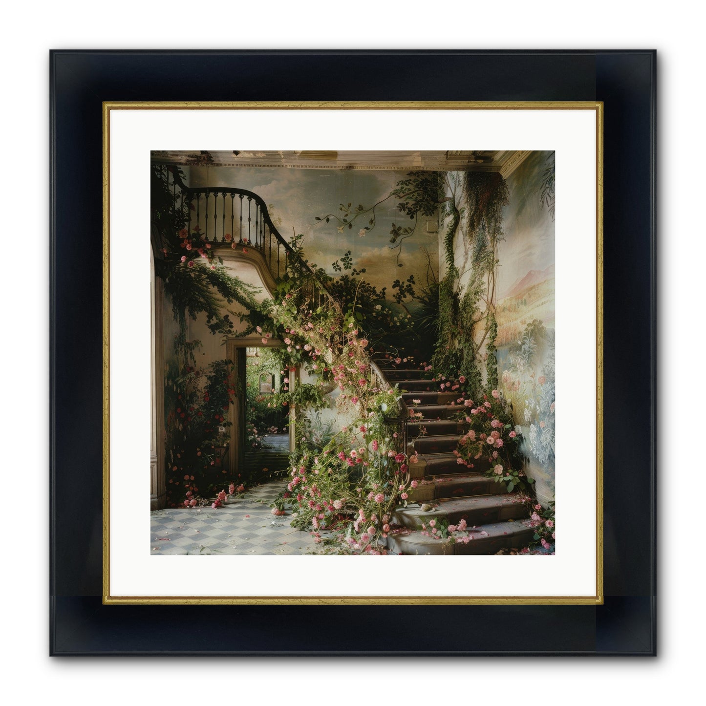 Forgotten Wonderland No. 6 Framed Print - Wide Black w/Gold 20x20