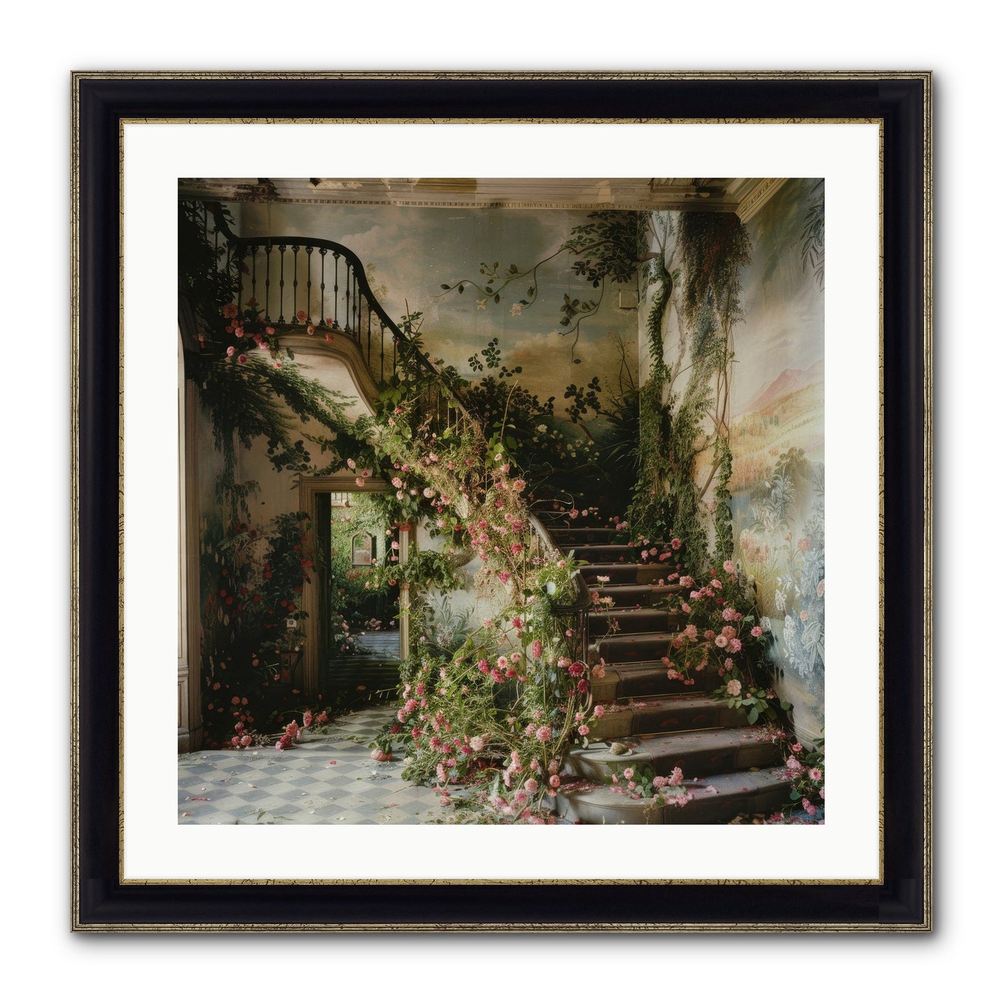 Forgotten Wonderland No. 6 Framed Print - Black & Gold 24x24