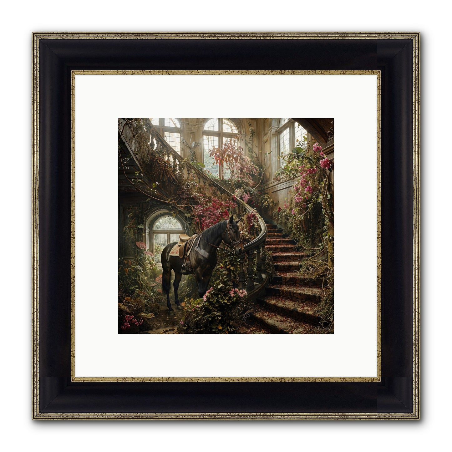 FORGOTTEN WONDERLAND NO.7 Framed Print - Black & Gold 10x10