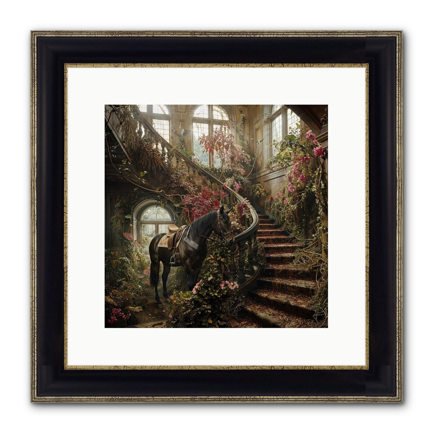 FORGOTTEN WONDERLAND NO.7 Framed Print - Black & Gold 12x12