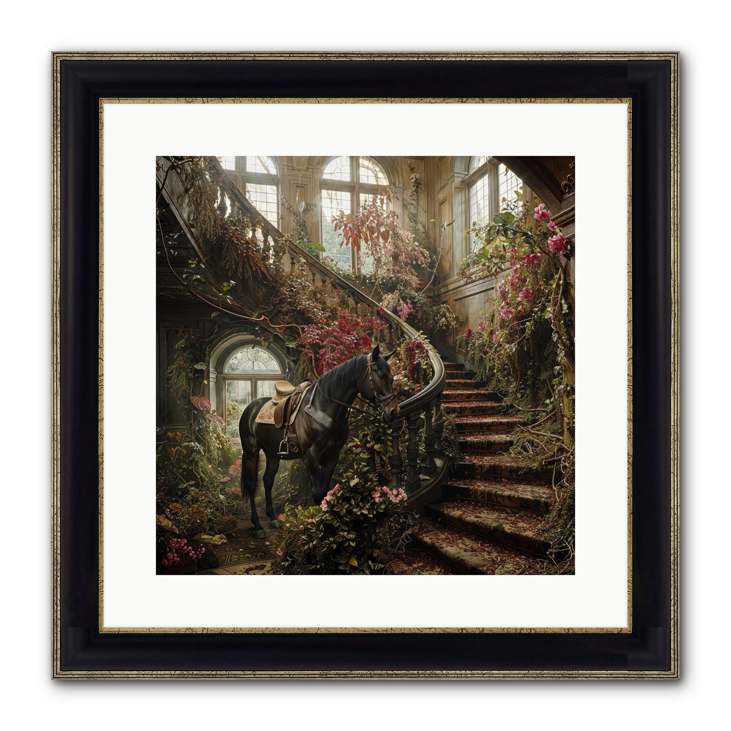 FORGOTTEN WONDERLAND NO.7 Framed Print - Black & Gold 16x16