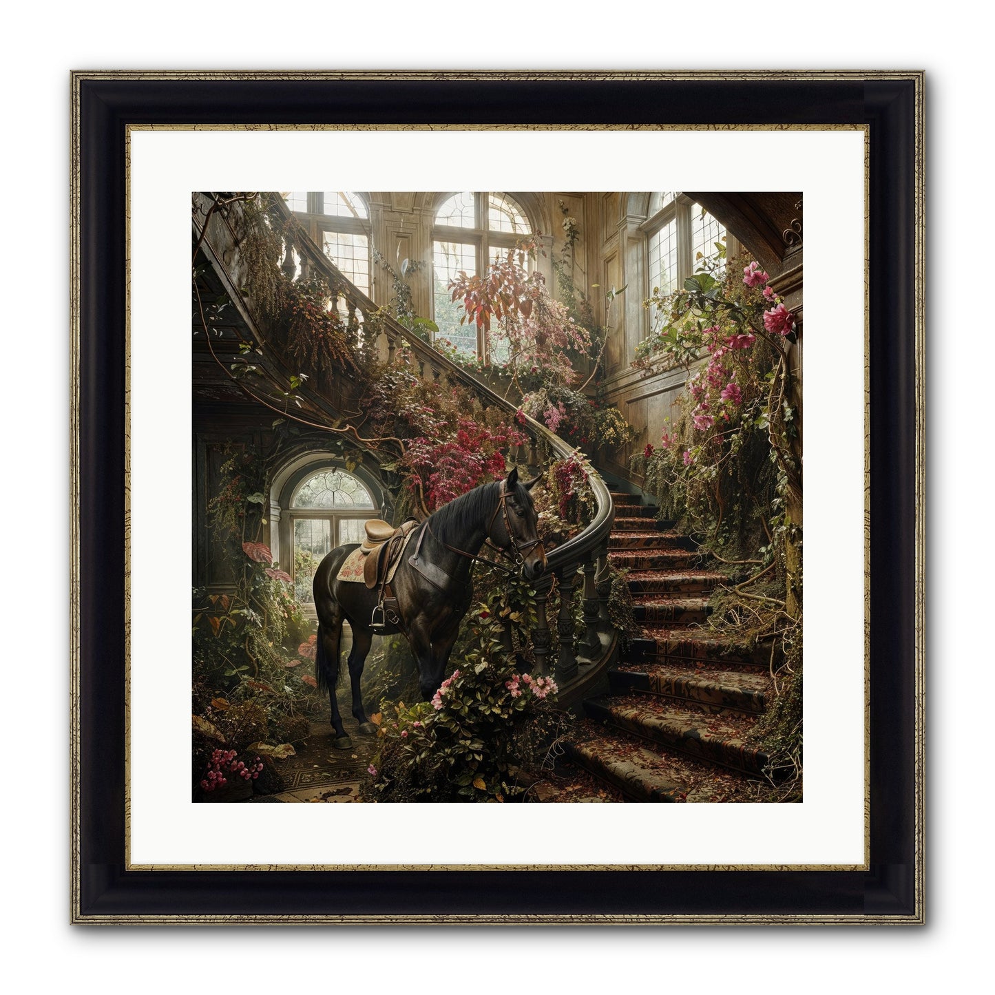 FORGOTTEN WONDERLAND NO.7 Framed Print - Black & Gold 20x20