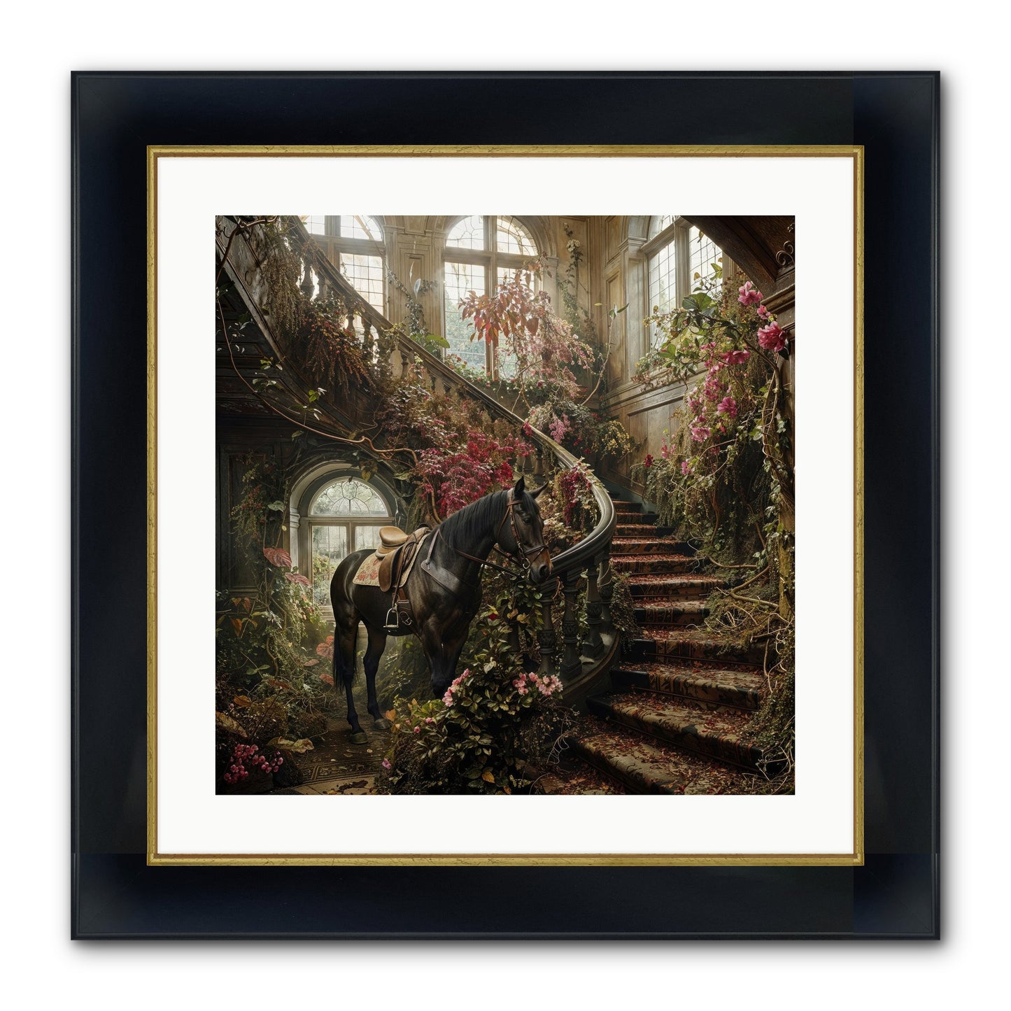FORGOTTEN WONDERLAND NO.7 Framed Print - Wide Black w/Gold 20x20