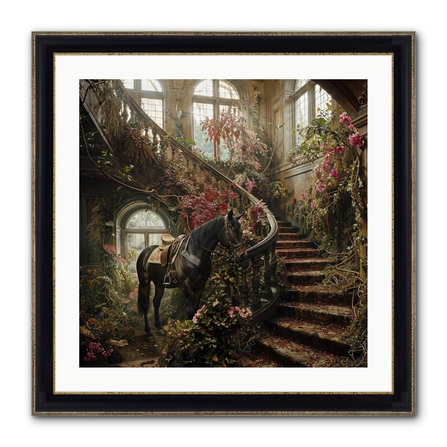 FORGOTTEN WONDERLAND NO.7 Framed Print - Black & Gold 24x24