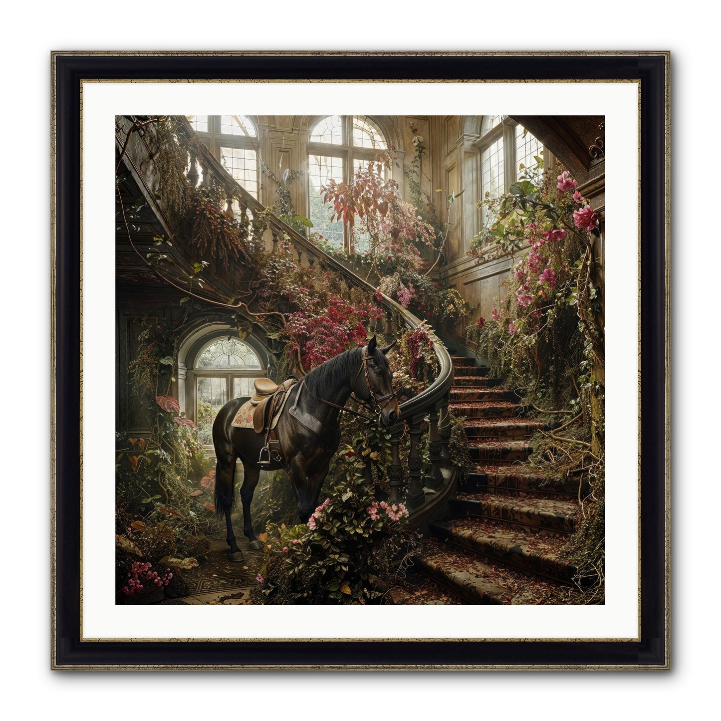 FORGOTTEN WONDERLAND NO.7 Framed Print - Black & Gold 30x30