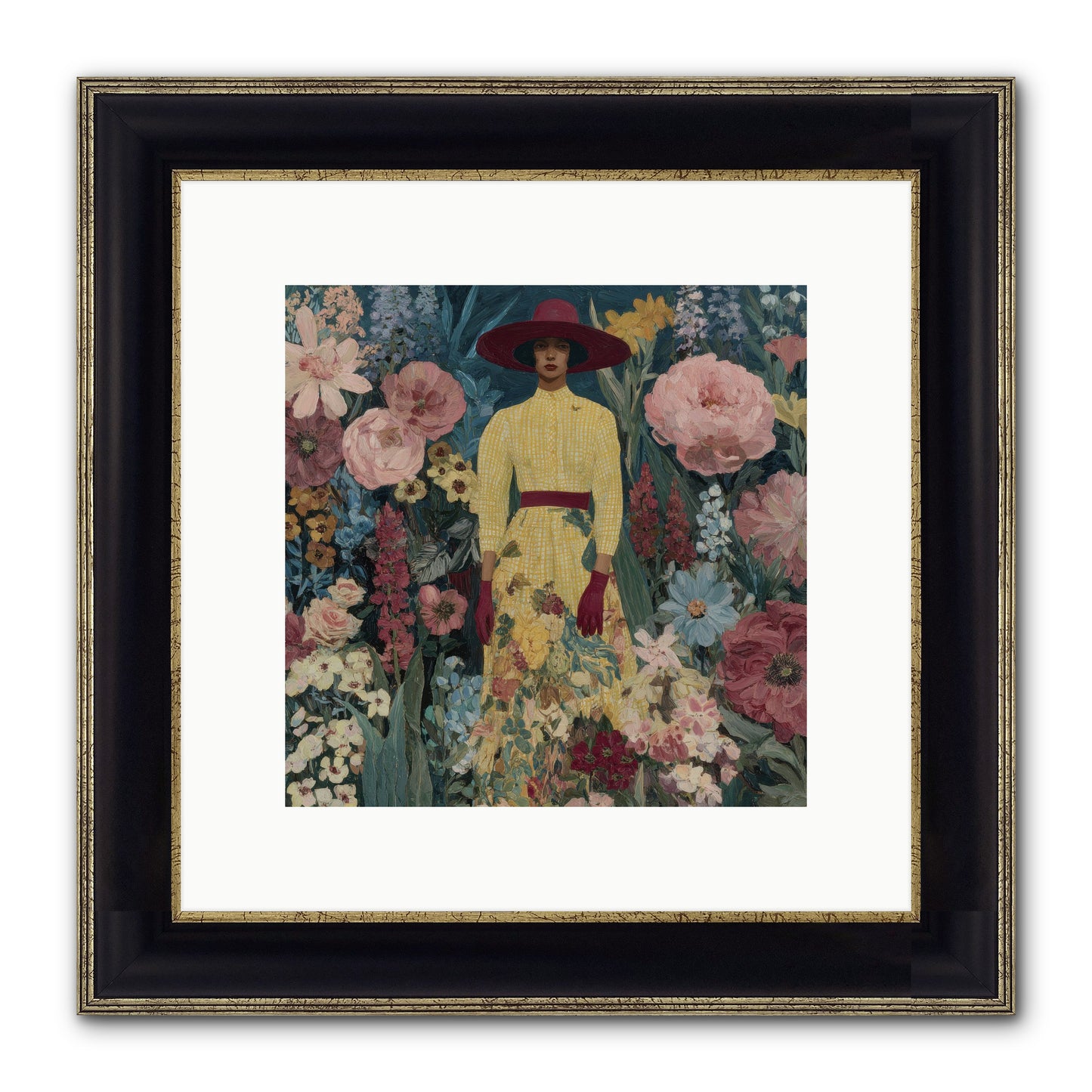 Foxglove Boulevard Framed Print - Black & Gold 10x10