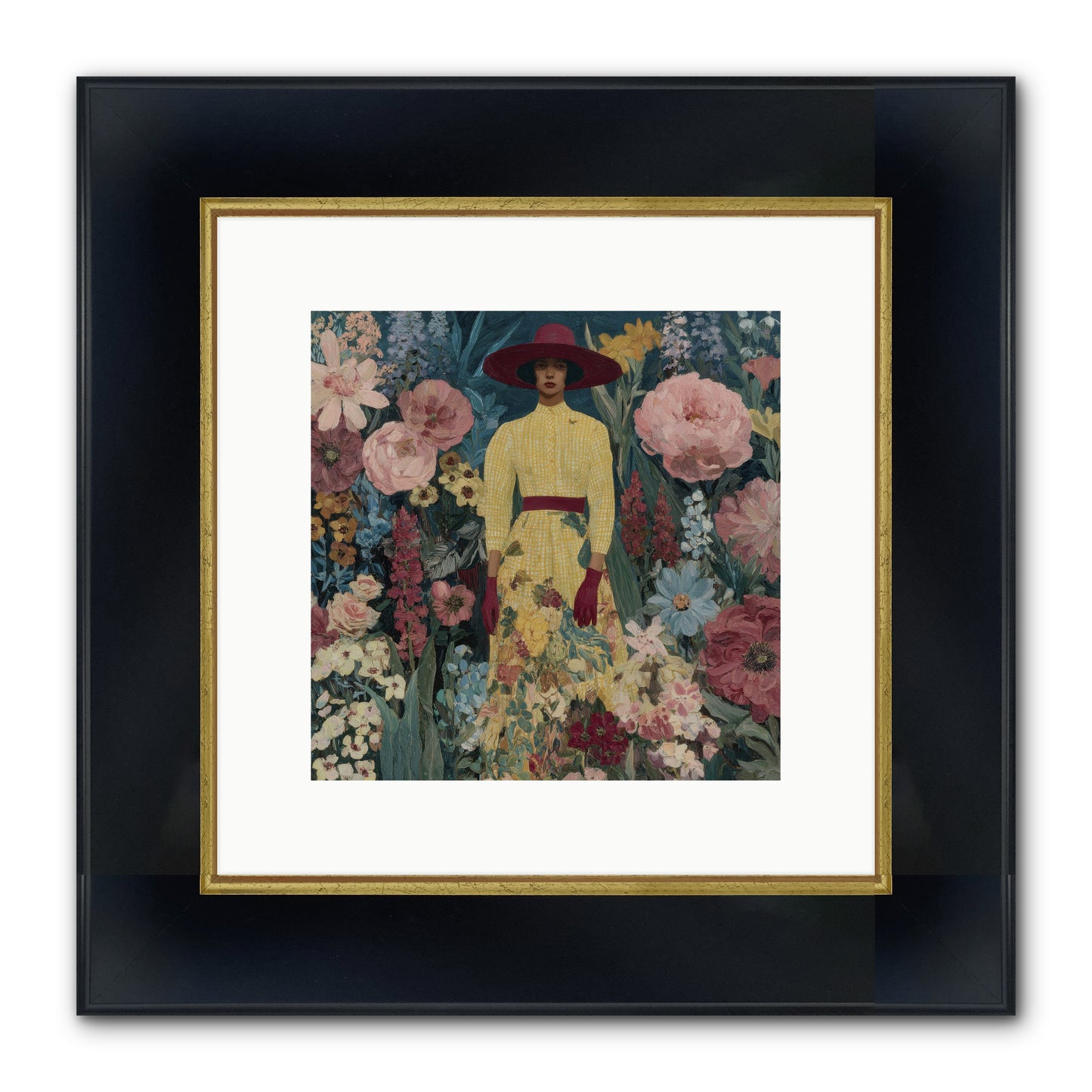 Foxglove Boulevard Framed Print - Wide Black w/Gold 10x10