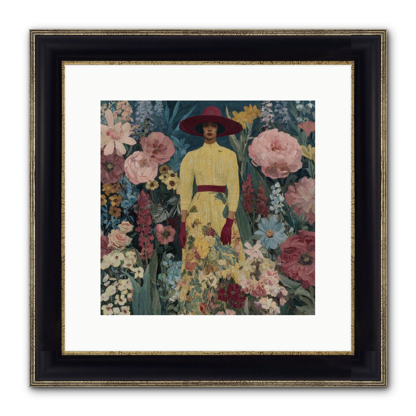 Foxglove Boulevard Framed Print - Black & Gold 12x12