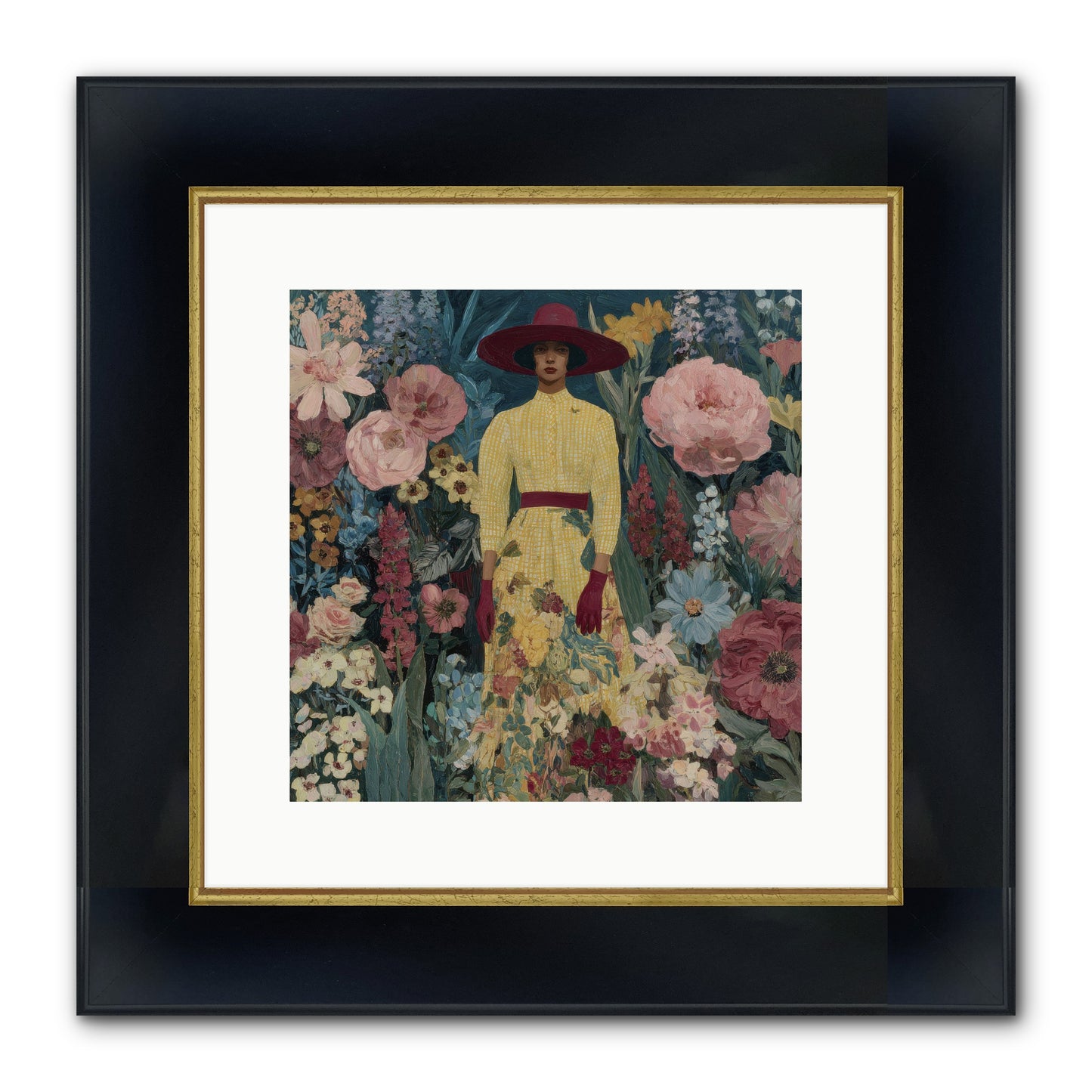Foxglove Boulevard Framed Print - Wide Black w/Gold 12x12