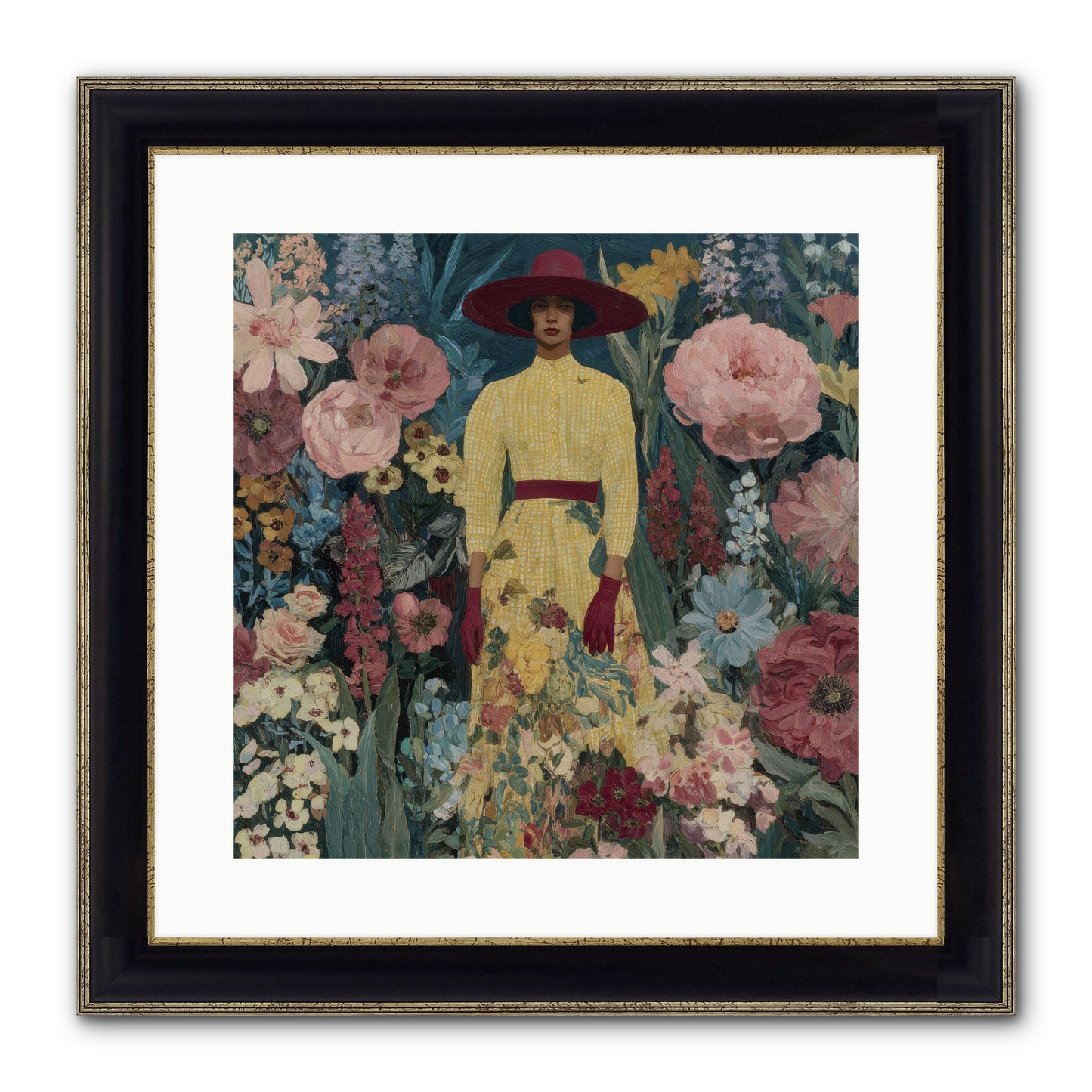 Foxglove Boulevard Framed Print - Black & Gold 16x16