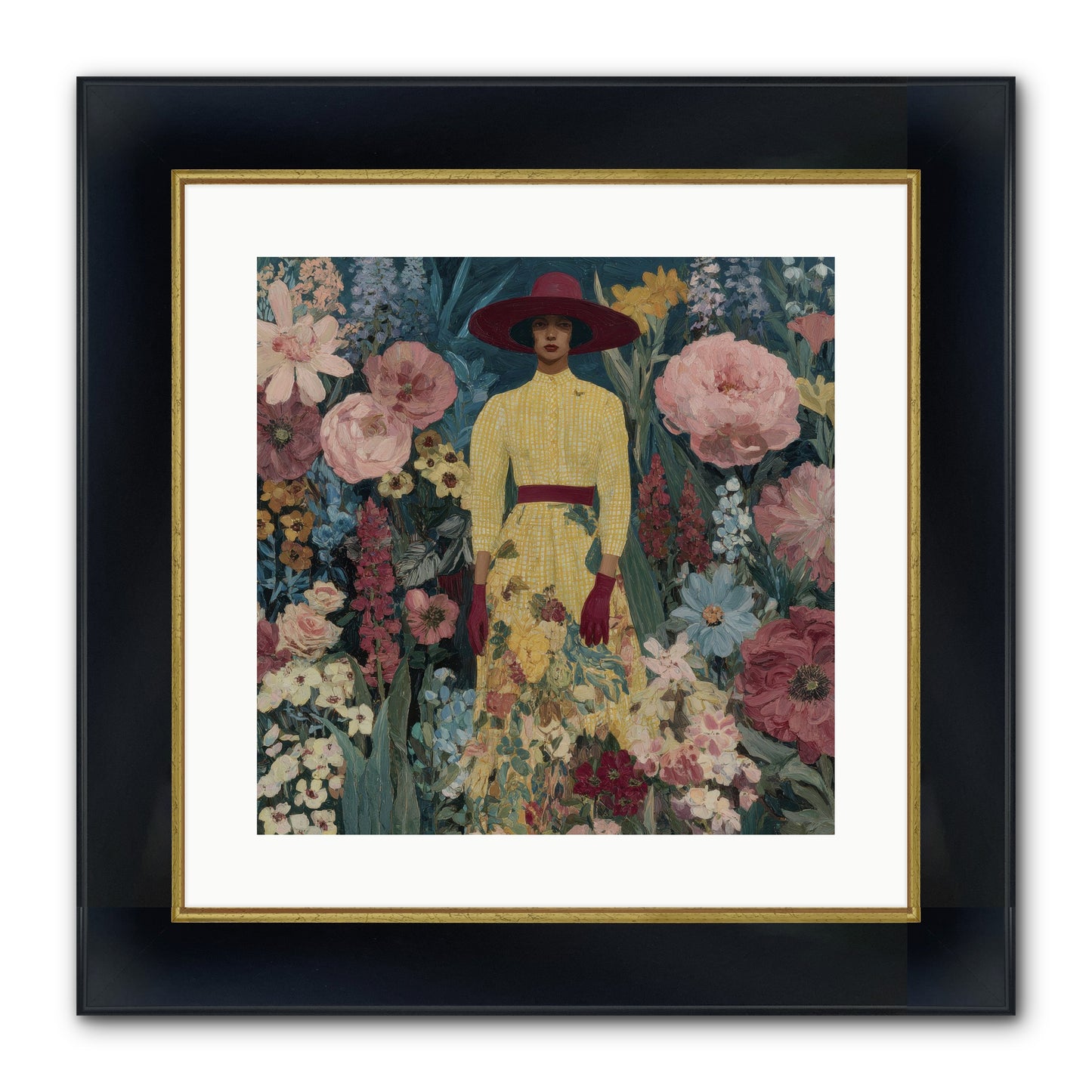 Foxglove Boulevard Framed Print - Wide Black w/Gold 16x16