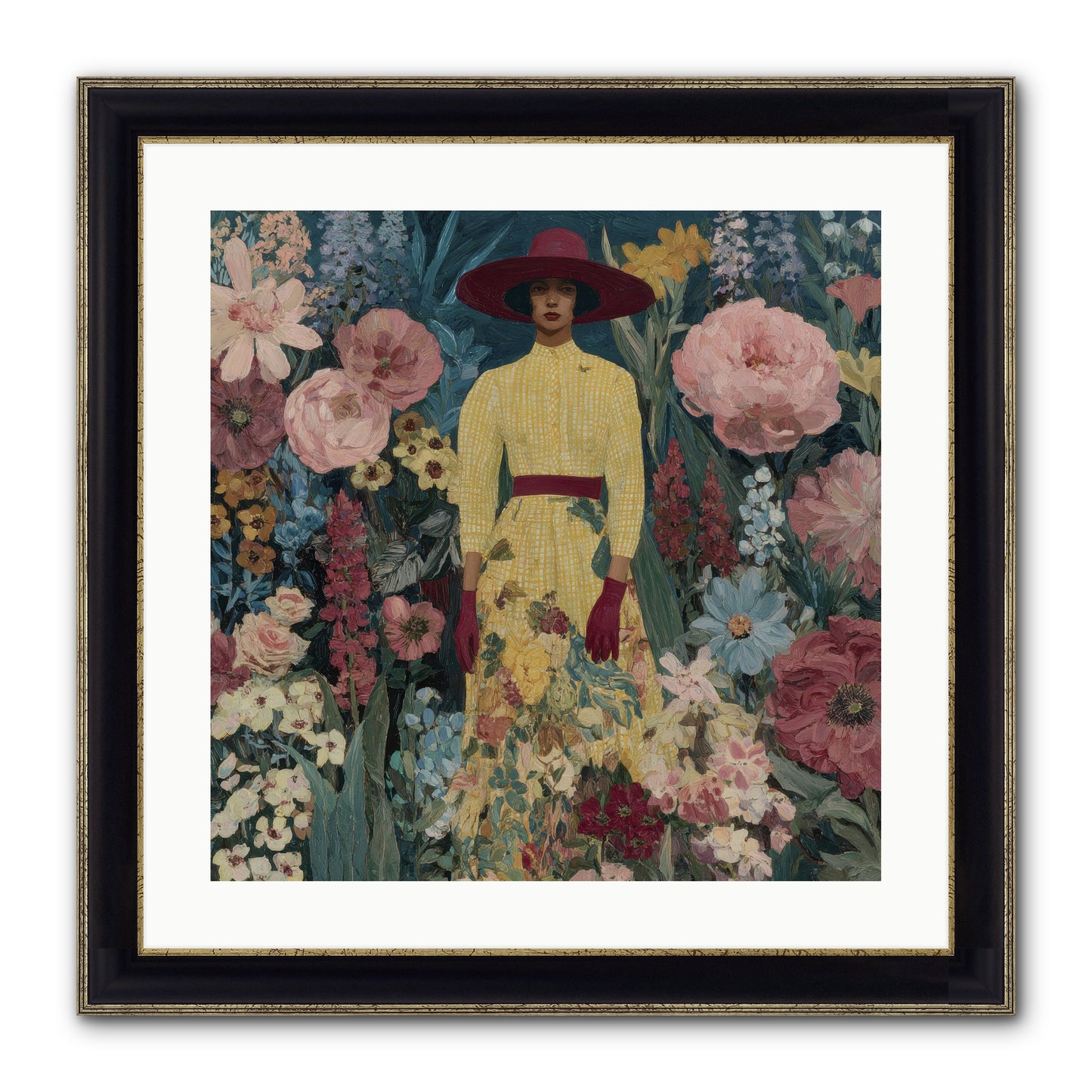 Foxglove Boulevard Framed Print - Black & Gold 20x20