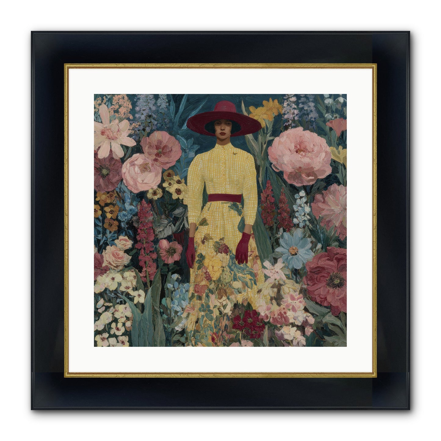 Foxglove Boulevard Framed Print - Wide Black w/Gold 20x20