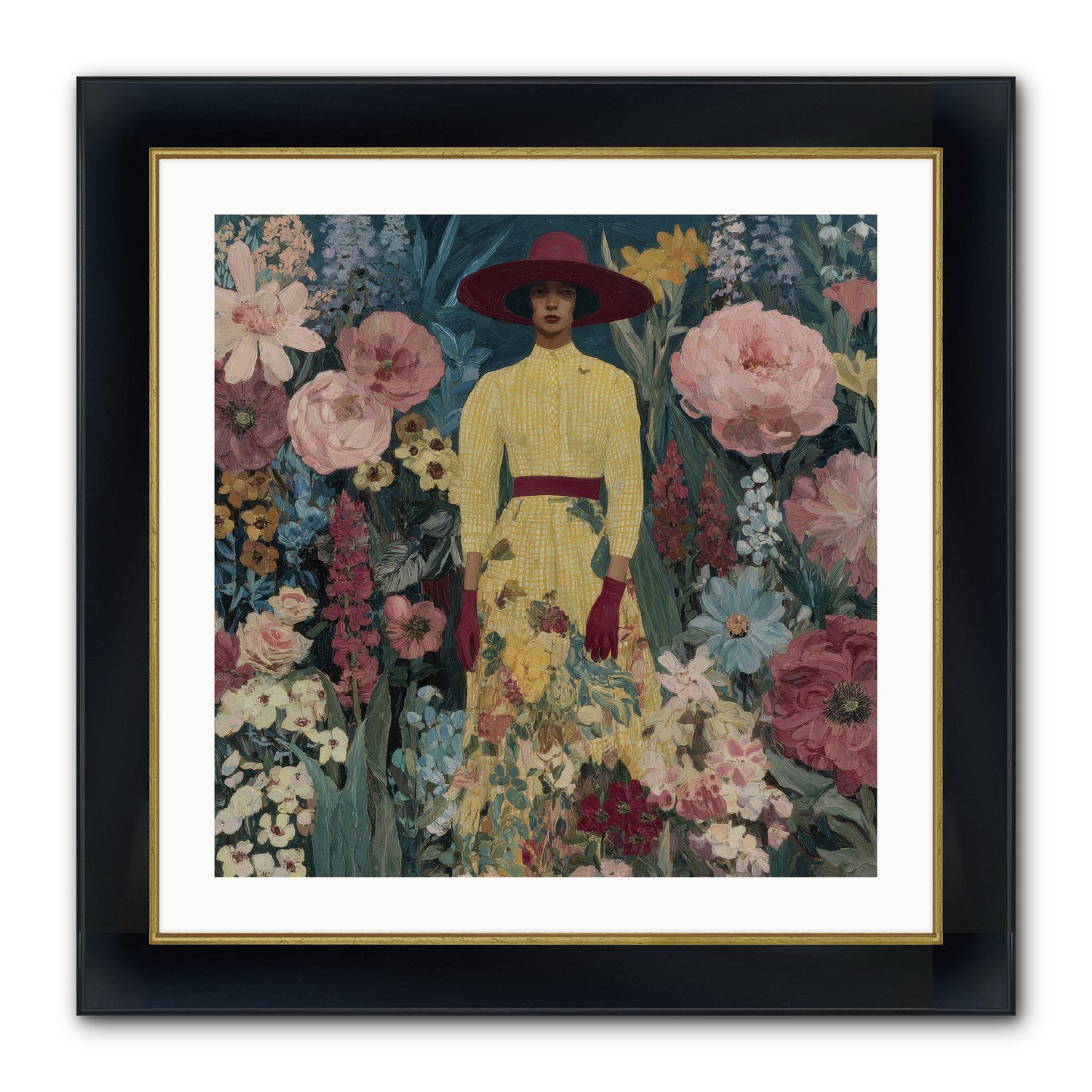 Foxglove Boulevard Framed Print - Wide Black w/Gold 24x24