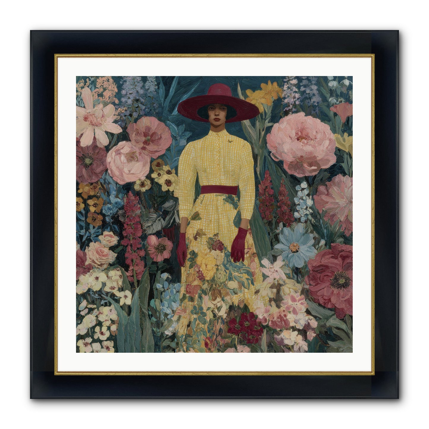 Foxglove Boulevard Framed Print - Wide Black w/Gold 30x30