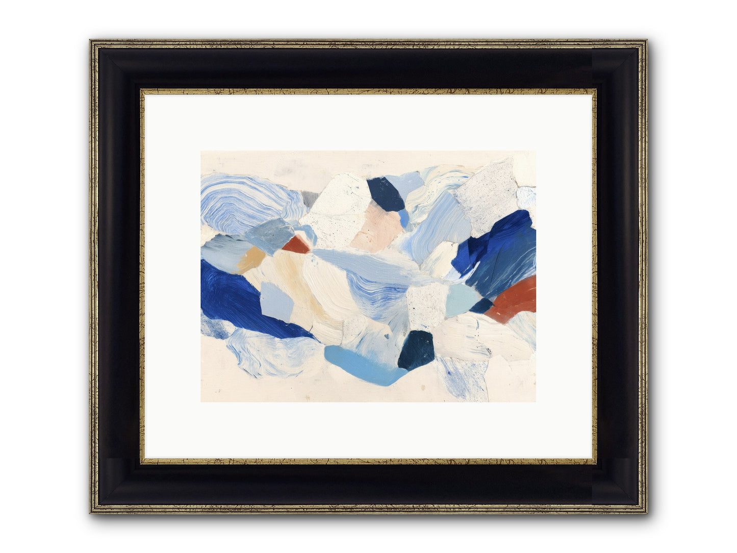 Fragmented Tides Framed Print - Black & Gold 12x9