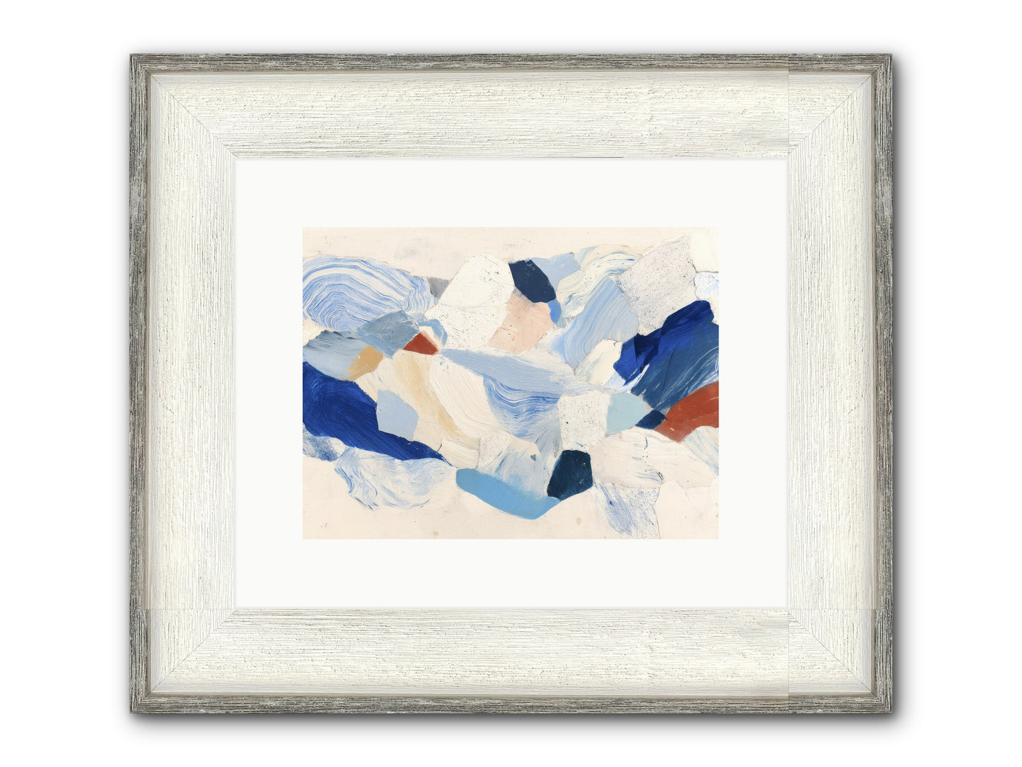 Fragmented Tides Framed Print - Driftwood White 12x9