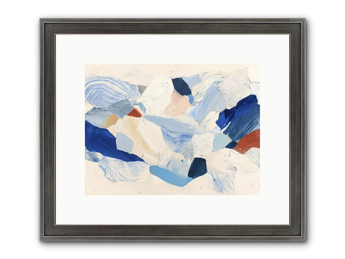 Fragmented Tides Framed Print - Slimwoods Black/Silver 12x9