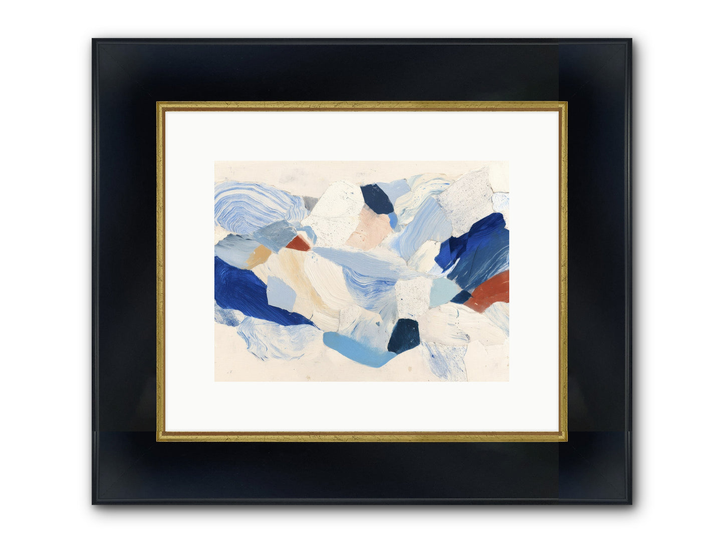 Fragmented Tides Framed Print - Wide Black w/Gold 12x9