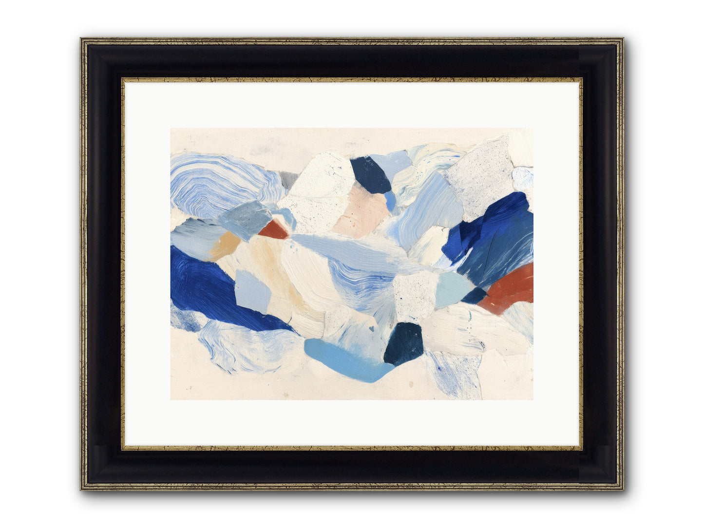 Fragmented Tides Framed Print - Black & Gold 16x12