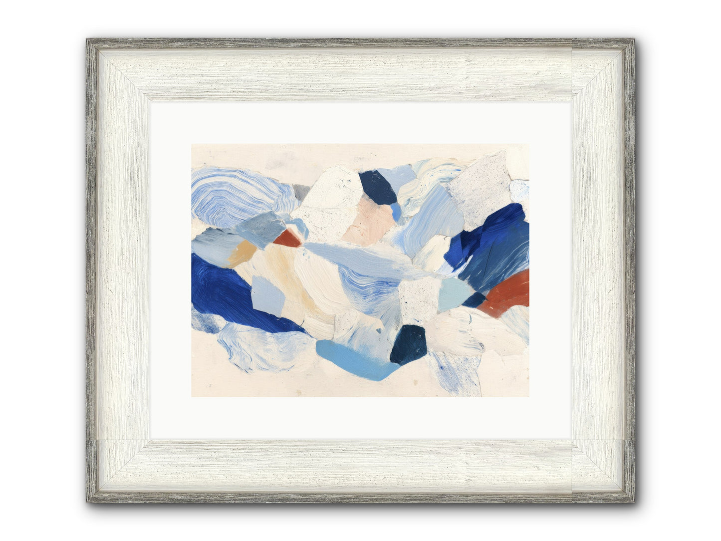 Fragmented Tides Framed Print - Driftwood White 16x12